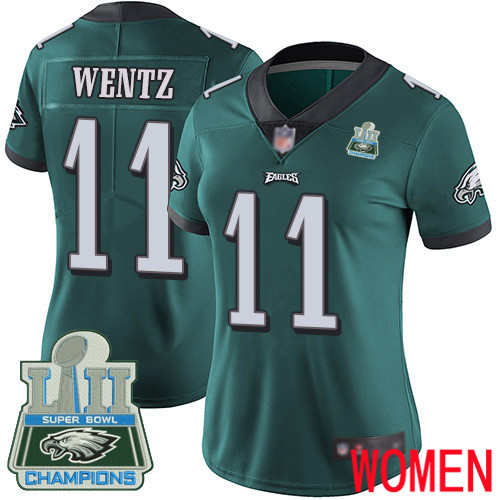 Women Philadelphia Eagles  #11 Carson Wentz Midnight Green Team Color Vapor Untouchable NFL Jersey Limited